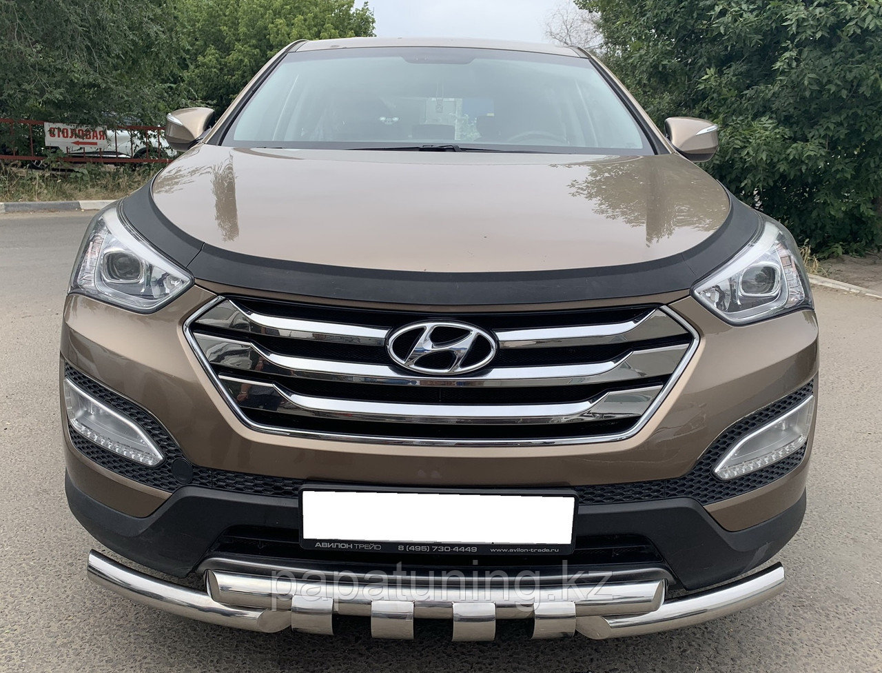 Защита переднего бампера G d60/60 ПапаТюнинг для Hyundai Santa Fe 2012-2016, фото 1