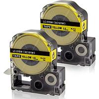 Картридж (LC-5YBW) для Epson LabelWorks LW-300, LW-400 (лента 18mm x 8m) черный на желтом
