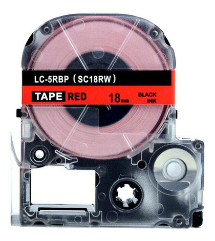 Картридж LC-5RBP для Epson LabelWorks LW-300, LW-400 (лента 18mm x 8m) черный на красном, фото 2