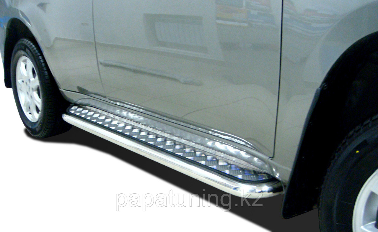 Пороги с накладным листом d53 ПапаТюнинг для Chery Tiggo FL 2013 - 2019, фото 1