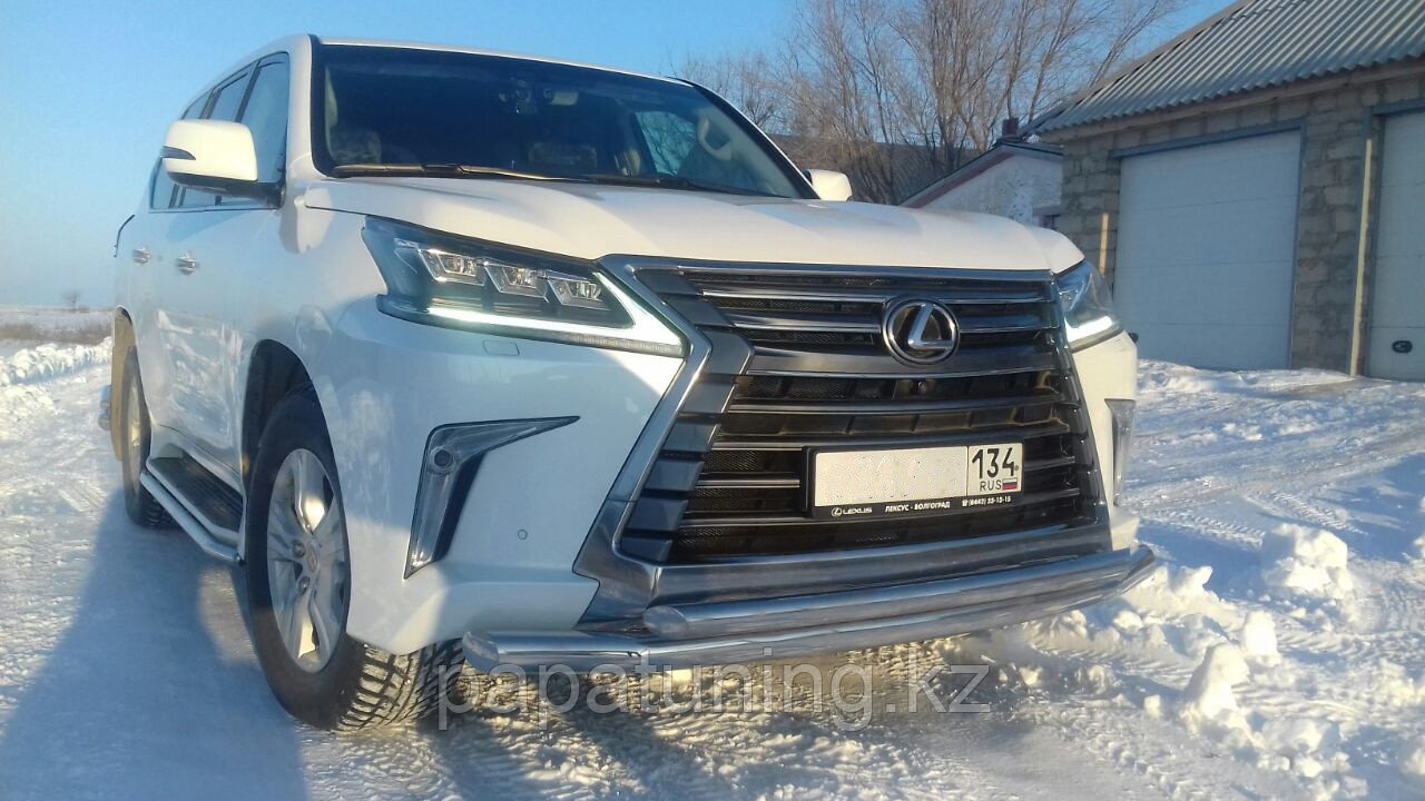 Защита переднего бампера двойная d76/60 ПапаТюнинг для Lexus LX 450 2016- - фото 2 - id-p105047703