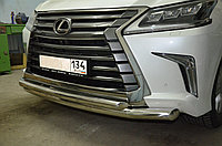 Защита переднего бампера двойная d76/60 ПапаТюнинг для Lexus LX 450 2016-