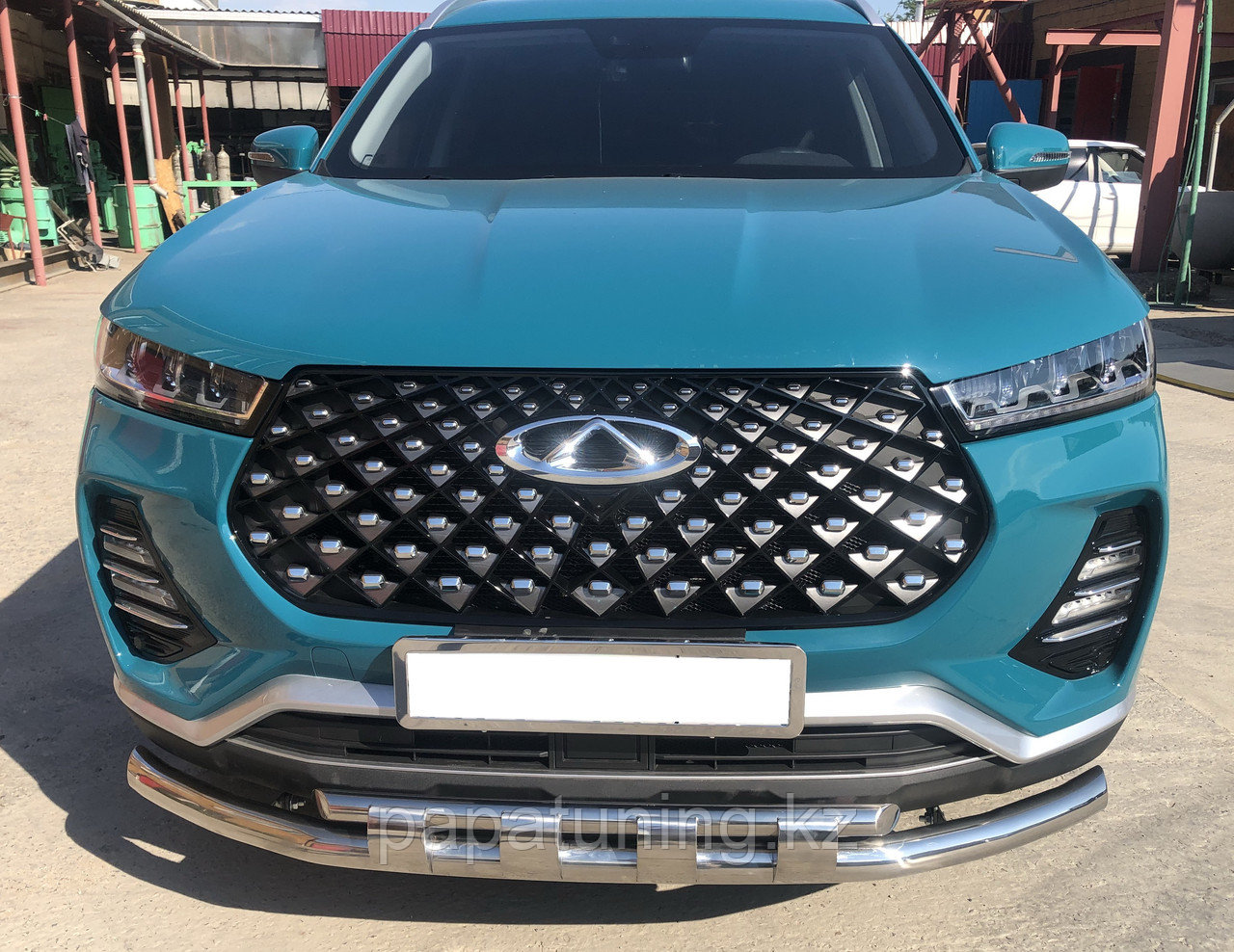 Защита переднего бампера двойная с перемычками d60/42 ПапаТюнинг для Chery Tiggo 7 Pro 2021 - - фото 1 - id-p105047081