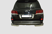 Защита заднего бампера угловая двойная d76/42 ПапаТюнинг для Lexus LX 570 SP 2015-