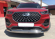 Защита переднего бампера двойная d60/42 ПапаТюнинг для Chery Tiggo 8 Pro 2021 -