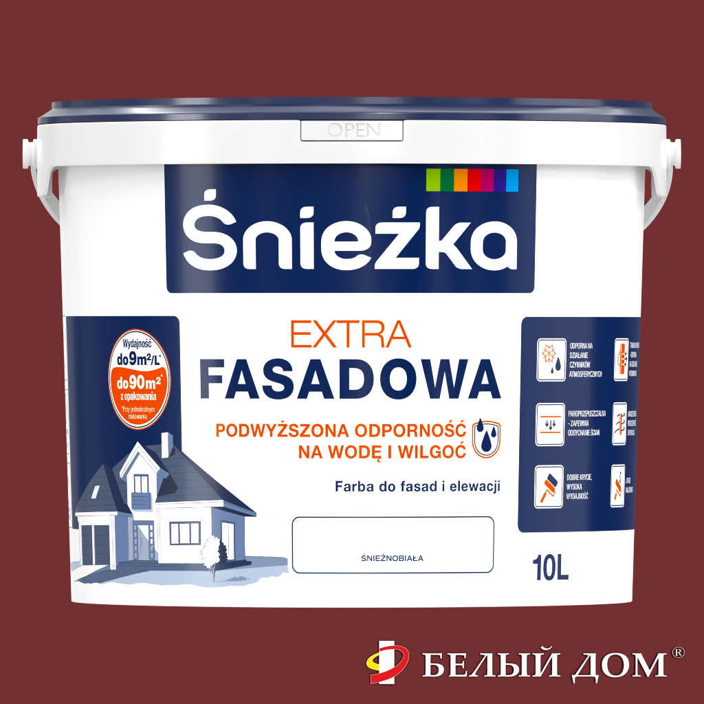 Краска водоэмульсионная СНЕЖКА (Śnieżka) Extra Fasadowa для фасадов
