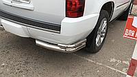 Защита заднего бампера угловая двойная d76/42 ПапаТюнинг для Chevrolet Tahoe 2007-2012