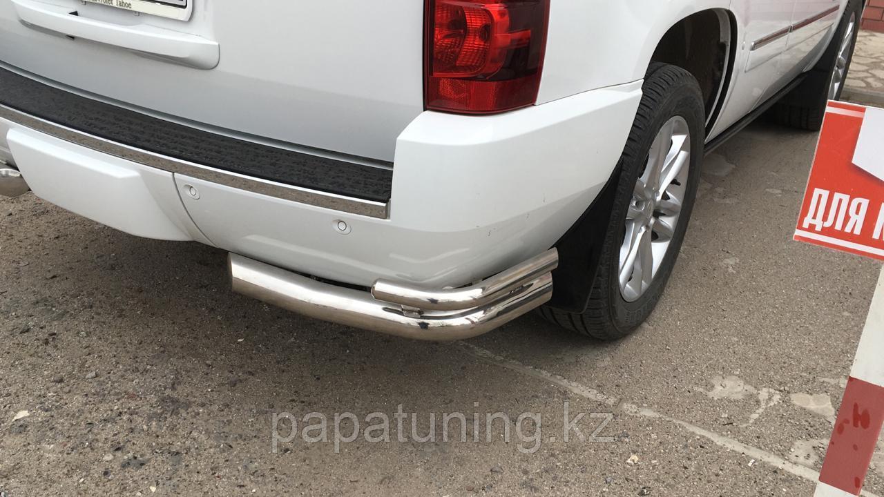 Защита заднего бампера угловая двойная d76/42 ПапаТюнинг для Chevrolet Tahoe 2007-2012