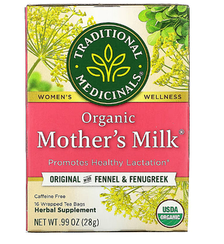 Traditional Medicinals, Mother's Milk, органический фирменный чай с фенхелем и пажитником, без кофеина, 16 чай