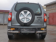 Защита заднего бампера угловая двойная d53/42 ПапаТюнинг для Chevrolet Niva 2009 -