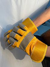 Перчатки кожаные утепленные, рабочие спилковые перчатки, перчатки утепленные