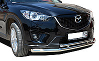 Защита переднего бампера двойная d60/42 ПапаТюнинг для Mazda СХ-5 2013-2017