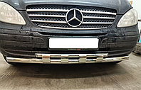 Защита переднего бампера двойная с перемычками d60/42 ПапаТюнинг для Mercedes-Benz VITO 2005-2014