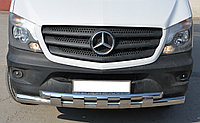 Защита переднего бампера двойная с перемычками d76/60 ПапаТюнинг для Mercedes-Benz Sprinter 2012-2017