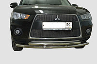 Защита переднего бампера двойная d60/42 ПапаТюнинг для Mitsubishi Outlander XL 2010-2011
