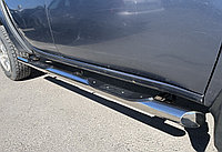 Пороги труба с проступью d76 ПапаТюнинг для Mitsubishi Outlander XL 2010-2011