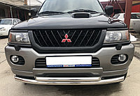 Защита переднего бампера двойная d60/53 ПапаТюнинг для Mitsubishi Pajero Sport 1998-2007