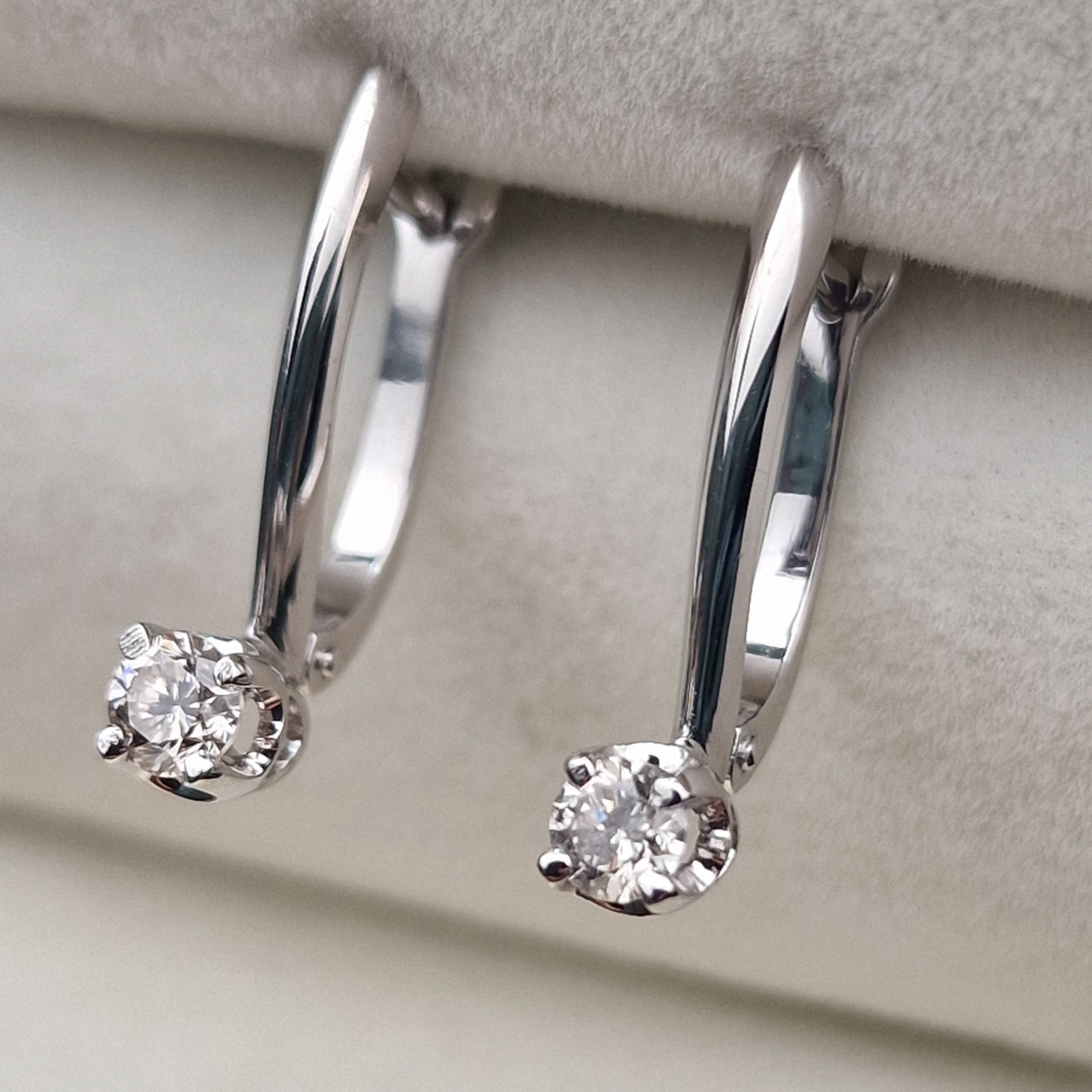 Золотые серьги с бриллиантами 0.32Ct VS2-SI2/K, VG-Cut