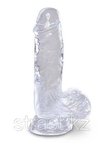 Прозрачный искрящийся фаллоимитатор King Cock 5, фото 1