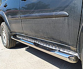 Пороги труба с проступью с алюминиевым листом d76 ПапаТюнинг для Mitsubishi Pajero Sport 2008-2015