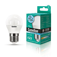 Эл. лампа светодиодная Camelion LED8-G45/845/E27, Холодный