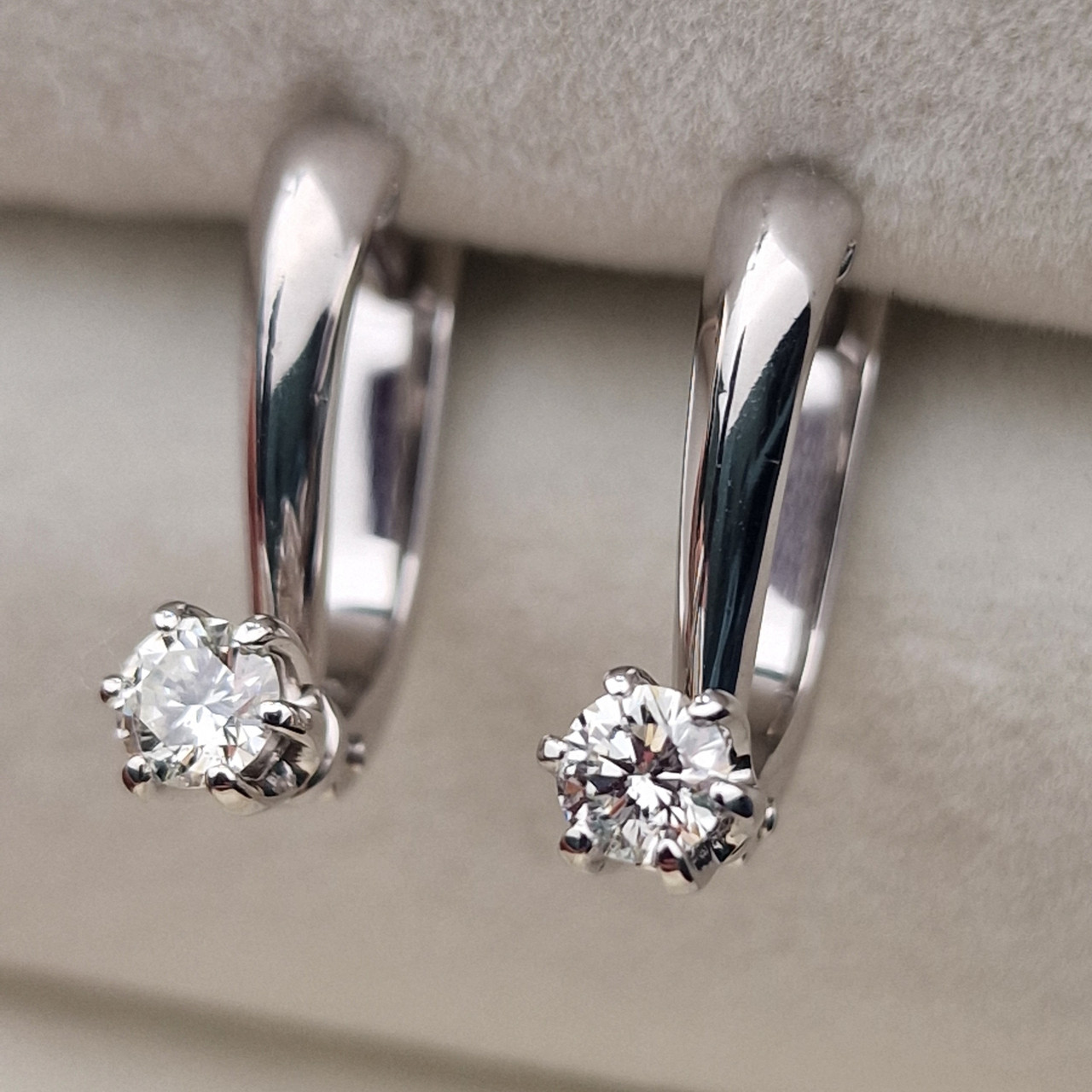 Золотые серьги с бриллиантами 0.36Ct VS1-VS2/I, VG-Cut
