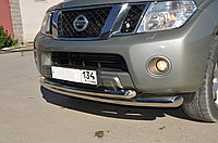 Защита переднего бампера двойная d76/60 ПапаТюнинг для Nissan Pathfinder 2010-2014