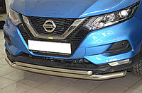 Защита переднего бампера двойная d60/42 ПапаТюнинг для Nissan Qashgai 2019-