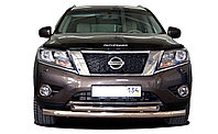 Защита переднего бампера двойная d76/60 ПапаТюнинг для Nissan Pathfinder 2014-
