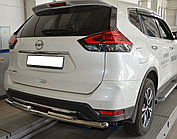 Защита заднего бампера двойная d60/42 ПапаТюнинг для Nissan X-trail 2018- (Т32)