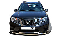 Защита переднего бампера двойная (радиус) d60/42 ПапаТюнинг для Nissan Terrano 2015-