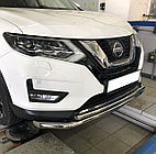 Защита переднего бампера двойная (радиус) d60/42 ПапаТюнинг для Nissan X-trail 2018- (Т32)