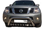 Защита переднего бампера скоба низкая+акула d76/60/42 ПапаТюнинг для Nissan Pathfinder 2004-2010