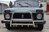 Защита переднего бампера скоба высокая+акула d53/42 ПапаТюнинг для Lada Niva 2121 1976-