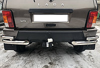 Защита заднего бампера угловая двойная d60/42 ПапаТюнинг для Lada Niva Urban 2121 2014-