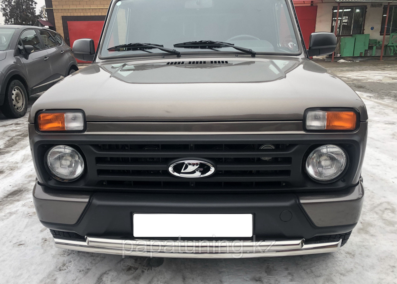 Защита переднего бампера двойная d53/42 ПапаТюнинг для Lada Niva Urban 2121 2014-, фото 1