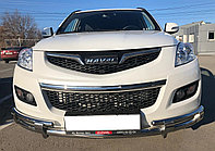 Защита переднего бампера двойная (верх+2коротких) с перемычками d60/42 ПапаТюнинг для Haval H5 2020-