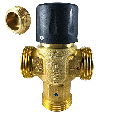 Термостатический смесительный клапан для теплого пола и ГВС STI 1" НР 25-50°С - фото 1 - id-p105154159