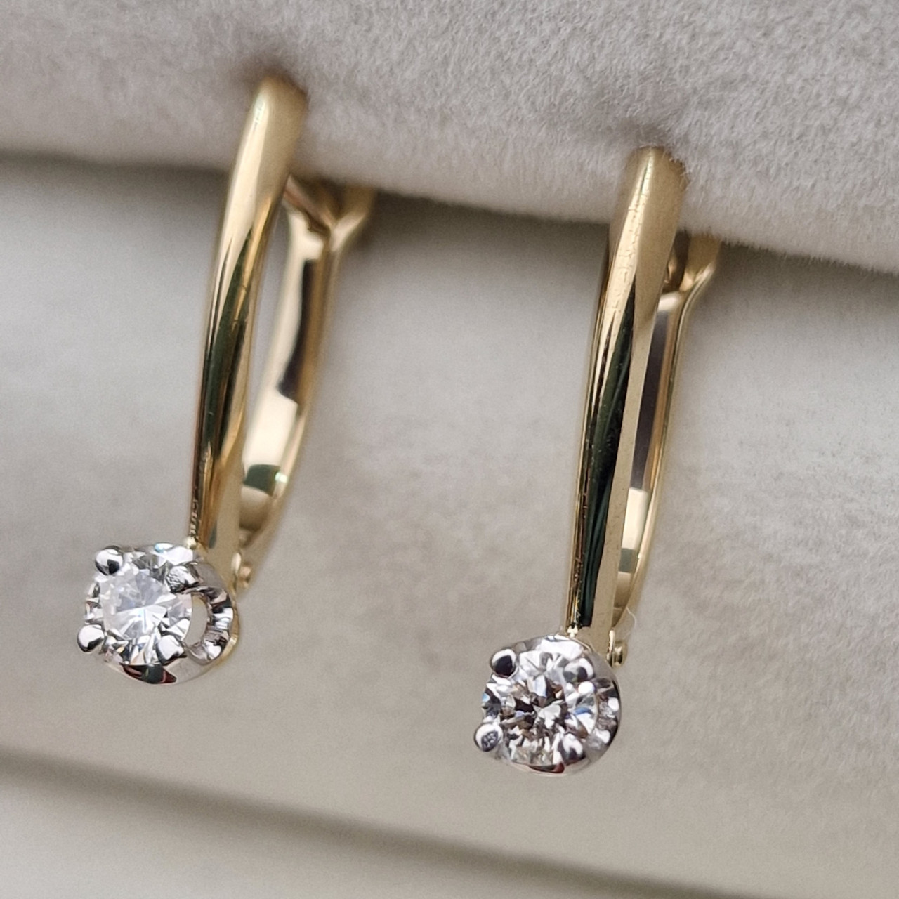 Золотые серьги с бриллиантами 0.32Ct VS2/K VG-Cut