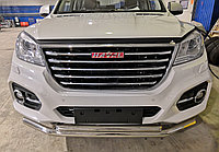 Защита переднего бампера двойная d60/42 ПапаТюнинг для Haval H9 2018-2024