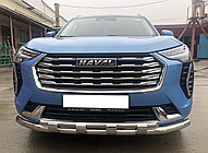 Защита переднего бампера двойная с перемычками d60/42 ПапаТюнинг для Haval Jolion 2021-