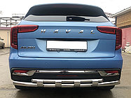 Защита заднего бампера двойная с перемычками d60/42 ПапаТюнинг для Haval Jolion 2021-
