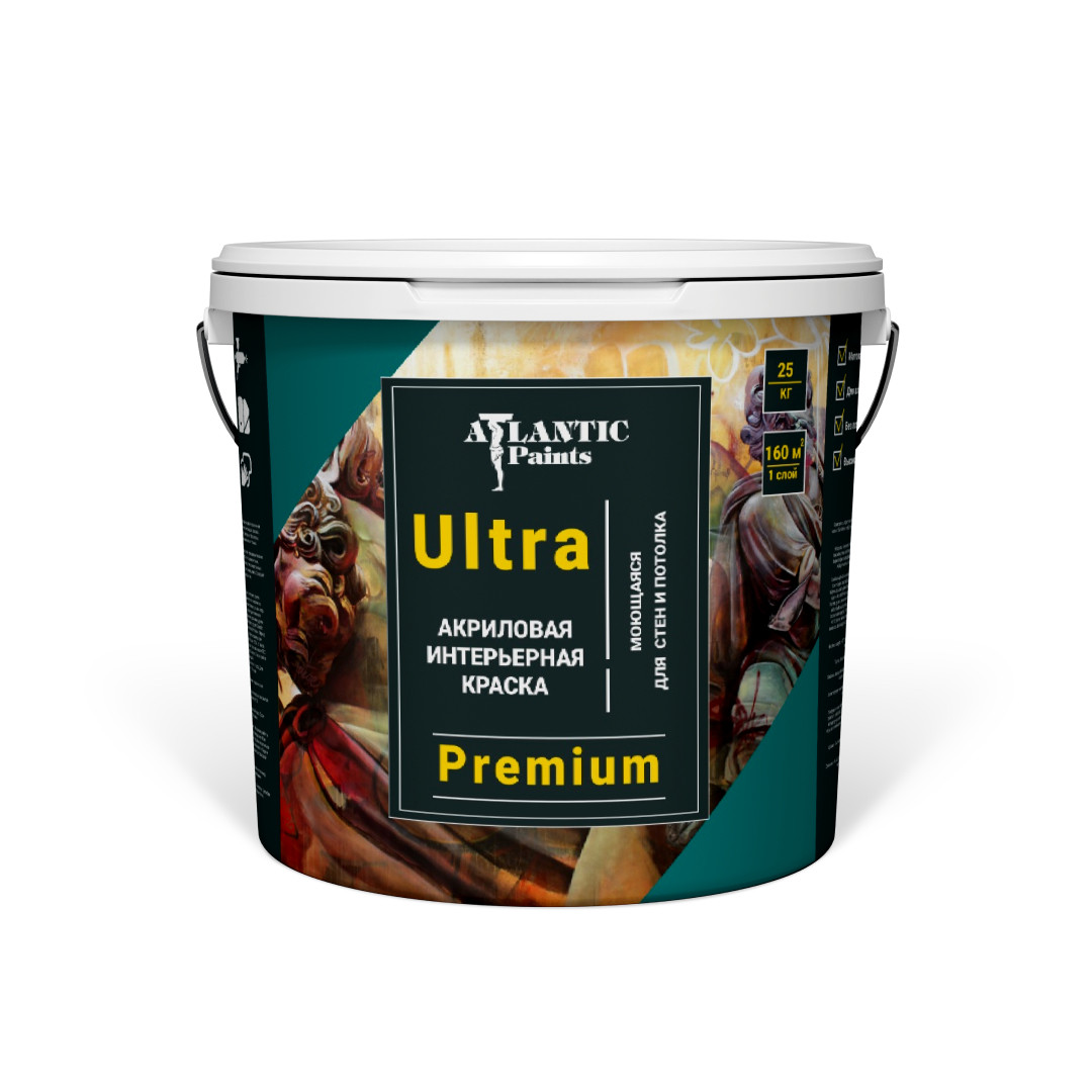 Интерьерная краска для стен и потолка Atlantik Paints Ultra, 24 кг - фото 1 - id-p105158954