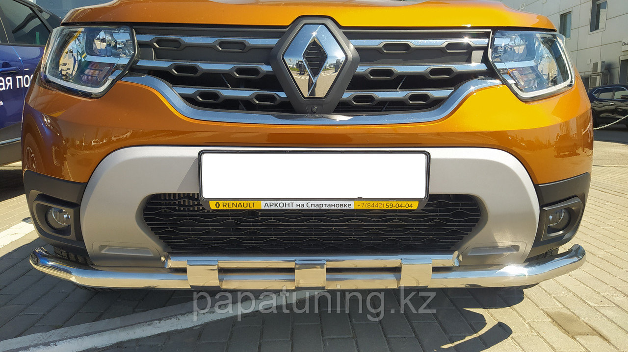 Защита переднего бампера двойная с перемычками d60/42 ПапаТюнинг для Renault Duster 2021- - фото 3 - id-p105048213