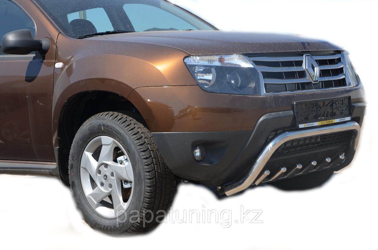 Защита переднего бампера скоба низкая+акула d53/42 ПапаТюнинг для Renault Duster 2011-2015 - фото 2 - id-p105048179