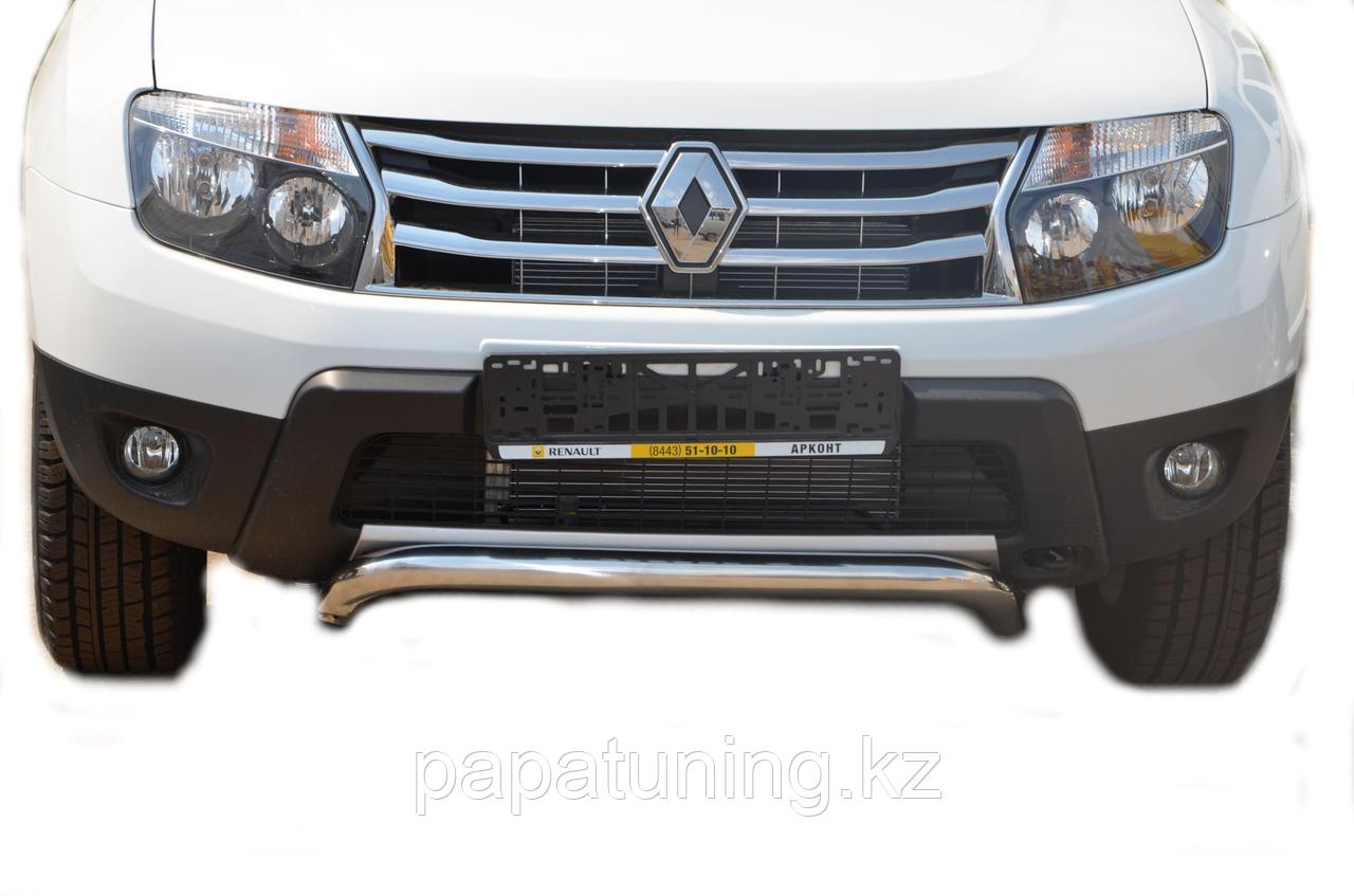 Защита переднего бампера шпонка d53 ПапаТюнинг для Renault Duster 2011-2015 - фото 1 - id-p105048180