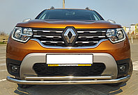 Защита переднего бампера двойная d60/42 ПапаТюнинг для Renault Duster 2021-