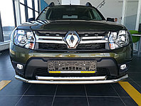 Защита переднего бампера двойная d 60/42 ПапаТюнинг для Renault Duster 2015-2021