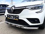 Защита переднего бампера двойная с перемычками d 60/42 ПапаТюнинг для Renault Arkana 2019-