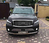 Защита переднего бампера d75х42овал ПапаТюнинг для Infiniti QX56 2010-2013
